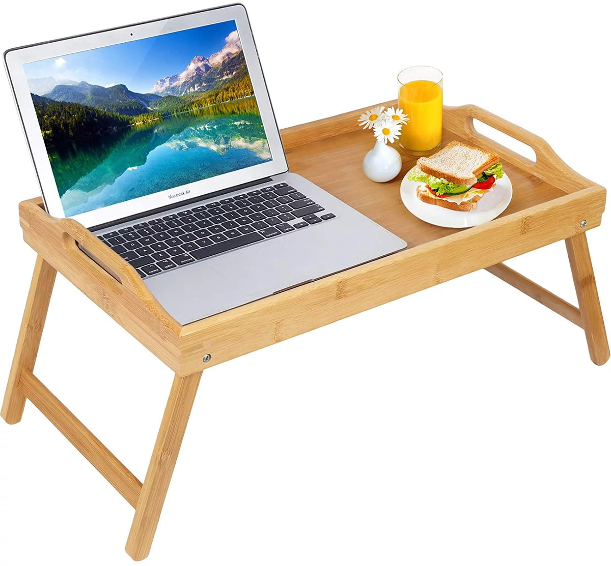 Folding Bed Tray Table with Handles Bamboo Z899