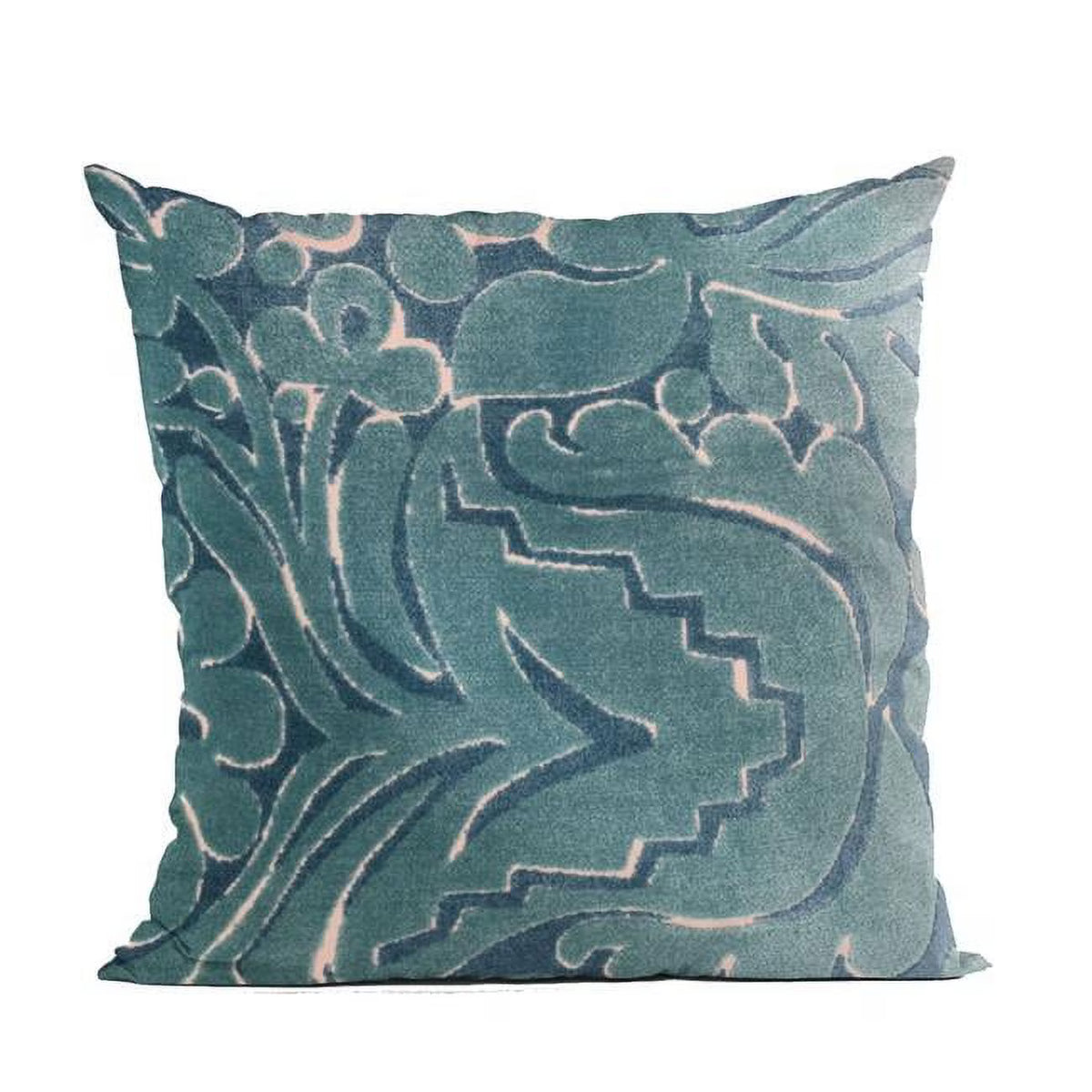 Blue Velvet Damask Throw Pillow 16 x 16 in. F8669