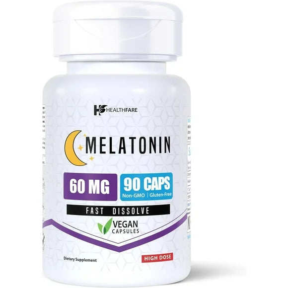 Melatonin 60mg 90 Veg Capsules Gluten-Free Non-GMO Unflavored M2308