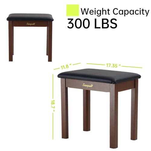 Solid Wood Padded Piano Bench with Storage V1625