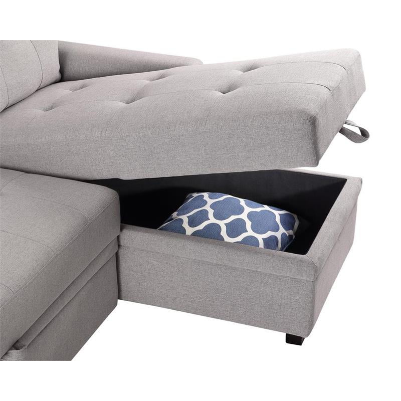 Light Gray Linen Reversible Sleeper Sofa D33867