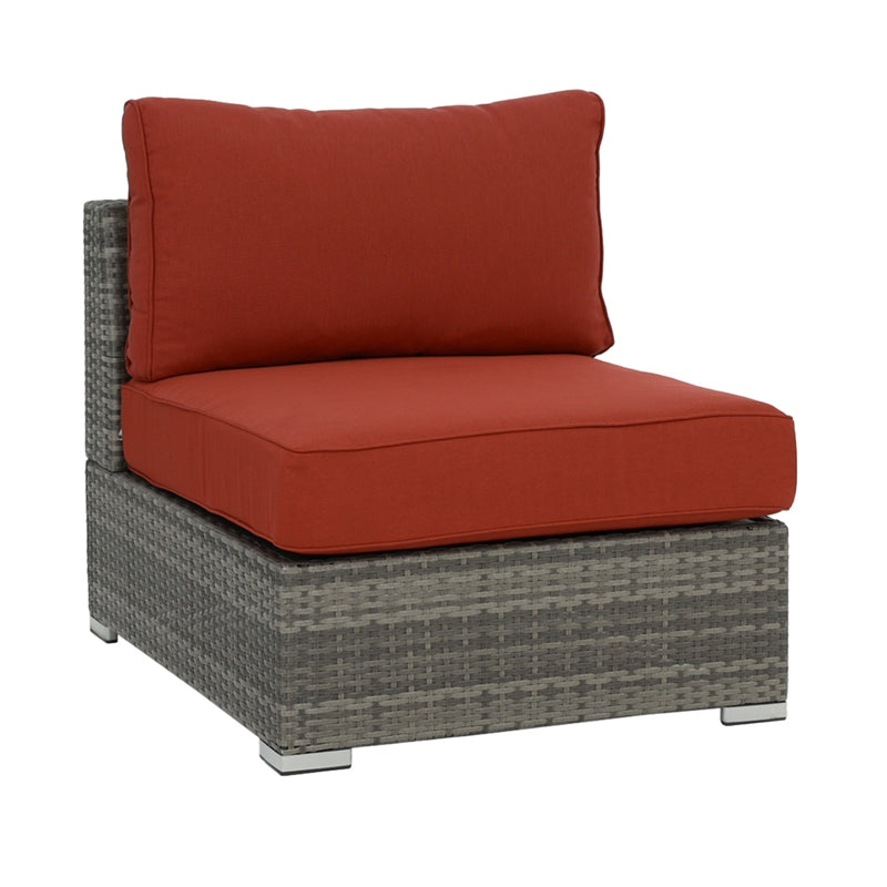 Red Wicker-Fabric Outdoor Sofa Three Piece D657